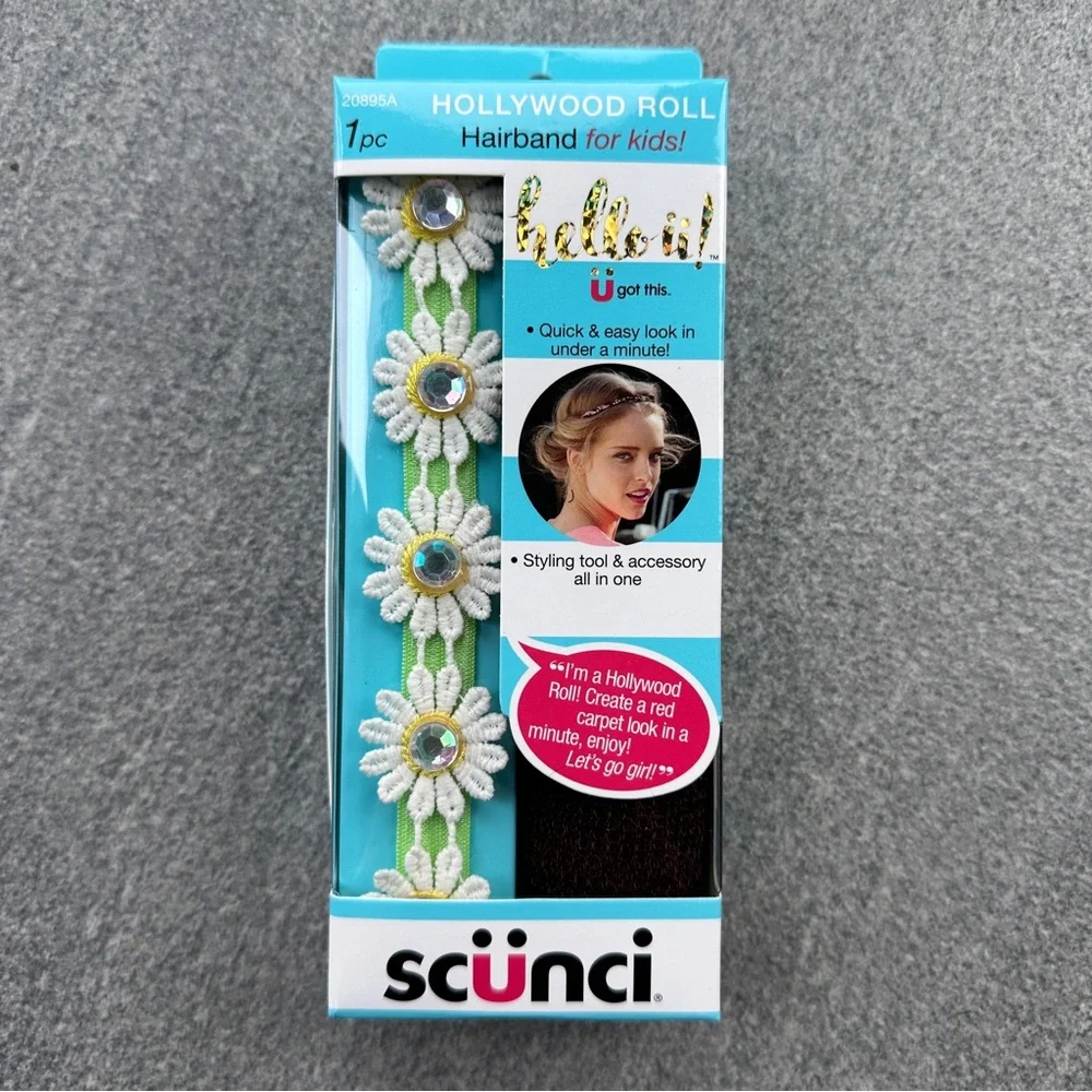 Scunci Hollywood Roll Hairband for Kids in Daisy Floral, 1 pc - NIP